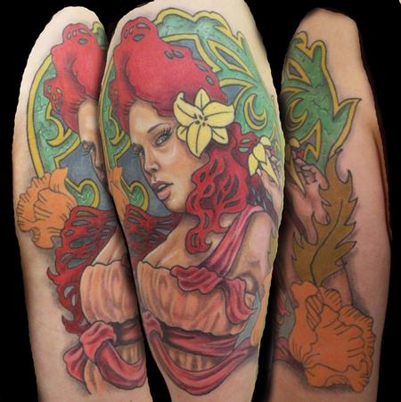 Tattoos - tribute too art nouveau, on my lovely girlfriend - 64534